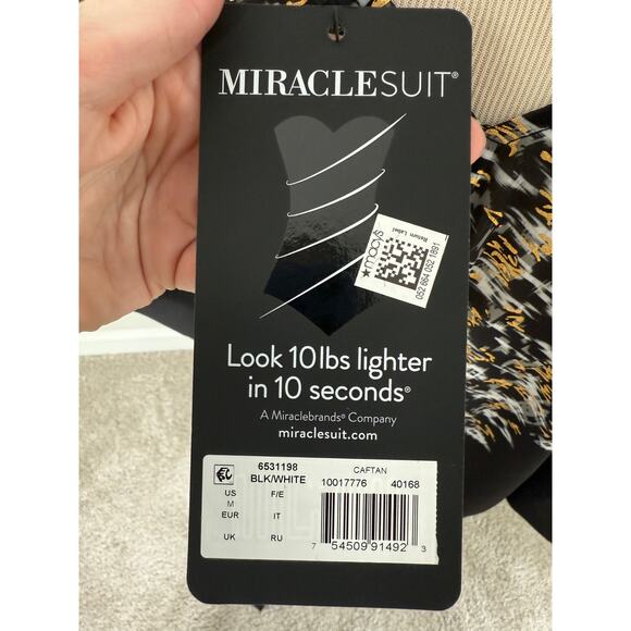 Miraclesuit Women's Black Metallic Bathing Suit Cover-up Caftan Kaftan Med NWT - Picture 5 of 10